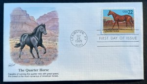 THE QUARTER HORSE #2155 SEP 25 1985 LEXINGTON KY FIRST DAY COVER (FDC) BX3-1