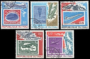 Mali C343-C347, CTO, Stamps Depicting the History of Aviation