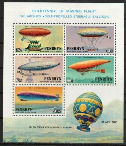 Penrhyn Stamp 259a  - First manned balloon flight and airships