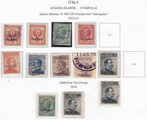 Aegean Islands-Stampalia #1-3, 5-9, 11 plus, mixed, Please see the description