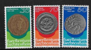 LIECHTENSTEIN, 621-623, MNH, COINS