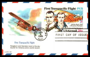 US UXC19 Transpacific Flight Fleetwood U/A FDC Postal Card