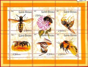 A0791 - GUINEA-BISSAU - ERROR  MISSPERF SHEET - INSECTS: Bees 2001