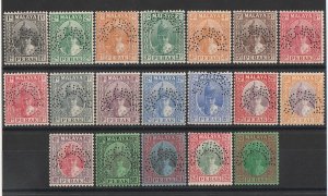 MALAYA - Perak: 1938 Sultan set 1c-$5, perf SPECIMEN. MNH **. Very rare.