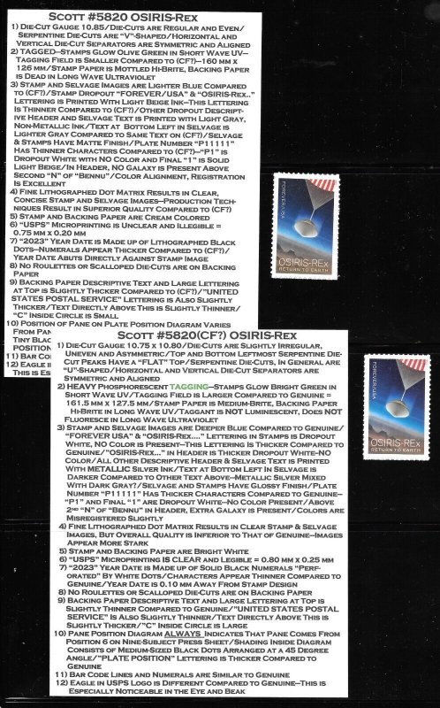 Scott #5820-- 2023 (66c) OSIRIS-Rex CF & Genuine and Descriptive Tabs!