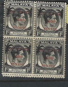 MALAYA  JAPANESE OCCUPATION PENANG  (P2807B) KGVI DN 1C SG J77 BL 4  MNH 