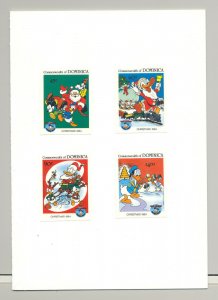 Dominica #869-871, 873 Disney Christmas 4v Imperf Proofs in Folder