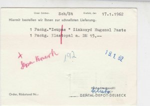 Germany 1962 Krefeld Cancel Night Flight Post Slogan Stamps Card Ref 27927