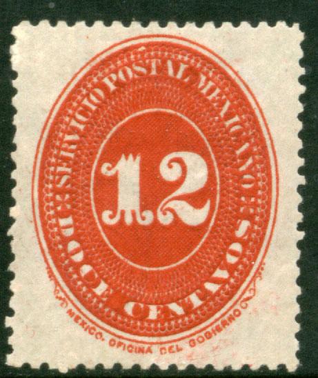 MEXICO 219 12cts LARGE NUMERAL WATERMARKED, UNUSED. (117)
