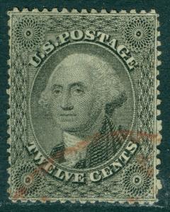 EDW1949SELL : USA 1857 Scott #36 Used. VF stamp w/Red cancel. PSAG Cert Cat $370