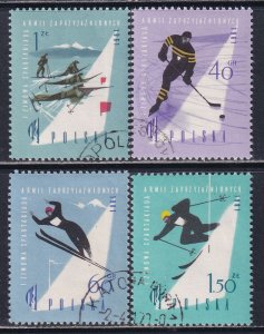 Poland 1961 Sc 969-72 Ice Hockey Ski Jump Slalom Spartacist Games Stamp Used