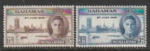 1946 Bahamas - Sc 130-1 - MNH VF - 2 single - KG VI - Peace Issue