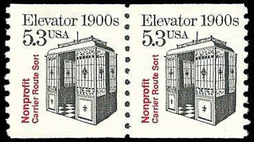 PCBstamps   US #2254 Coil Pair 10.6c(2x5.3c) Elevator, MNH, (4)