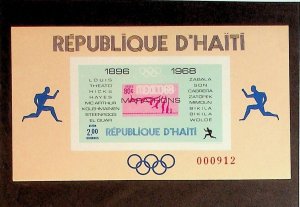 HAITI Sc 616q NH IMPERF SOUVENIR SHEET OF 1969 - OLYMPICS