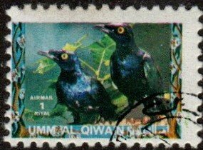 Umm al Qiwain sw1487 - Cto - 1r Purple Starling  (1972)