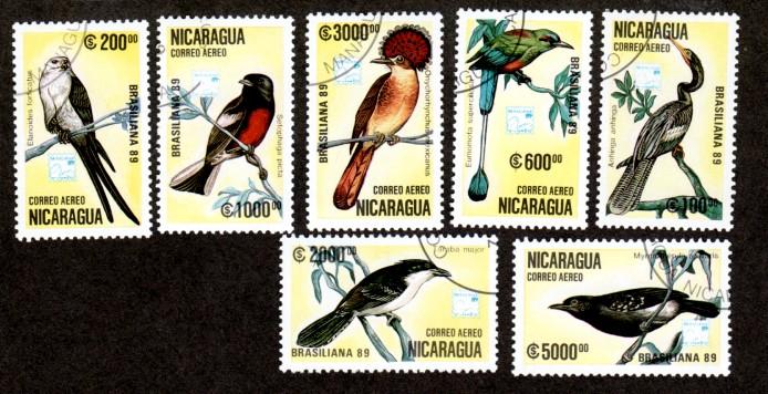 Nicaragua # C1172-C1178 CTO NH Birds!