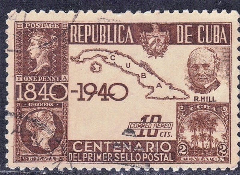 CUBA  SC#  C32  USED  STAMP  MAP OF CUBA 1940  SEE SCAN