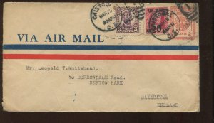 CANAL ZONE UC2 UPRATED WITH C5a DROPPED '2' VARIETY ON COVER to ENGLAND LV9229