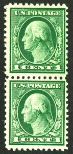 U.S. #498 MINT PAIR OG NH PENCIL ON REVERSE