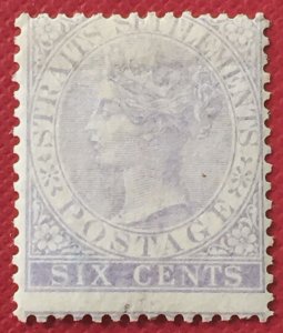 Malaya Straits Settlements 1868 QV 6c wmk CrownCC MHNG SG#13 M3074