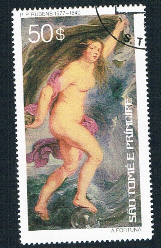 St Thomas & Prince 446 Used Painting Ruben Nude 1 1977 (BP78609)