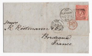 GB 1862 4d bright red (hairlines) sg81 very fine used, rich colour, on neat 18