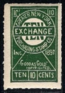 1897 US Poster Stamp Greater NY Exchange Purchasing Stamp Company Inc. 10 Cents