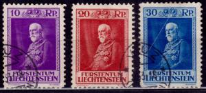 Liechtenstein, 1933, Prince Franz 80th Birthday, sc#111-113, used