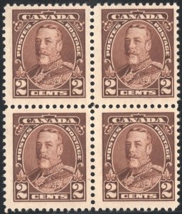 Canada SC#218 2¢ King George V Block of Four (1935) MNH