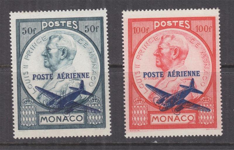 MONACO, 1946 Airmail overprint pair, mnh.