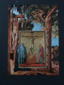 ​AJMAN-1972 WORLD FAMOUS BUSSIAN EASTER PAINTING- -CTO S/S VF FANCY CANCEL