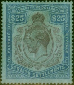 Straits Settlements 1912 $25 Purple & Blue-Blue SG213 Ave MM Regum Scarce CV ...