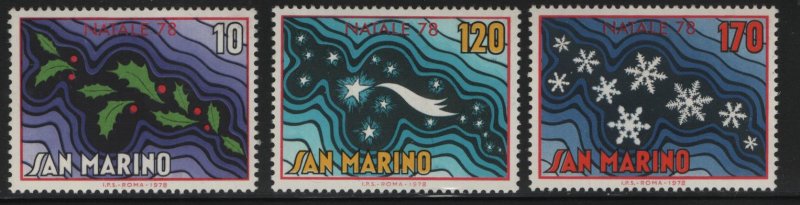 SAN MARINO, 941-943, (3) SET, MNH,1978 Christmas