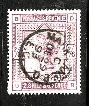 Great Britain-Sc#96-used 2sh6p lilac QV-dated De 29 1893-