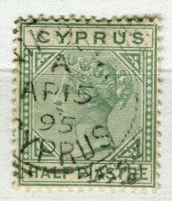 CYPRUS; 1882 early classic QV Crown CA issue fine used 1/2Pi. value