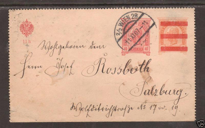 Austria Mi K46c used 1907 10h Letter Card