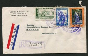 Dominican Republic Santo Domingo Airmail Cover to Switzerland 1954 Latin America