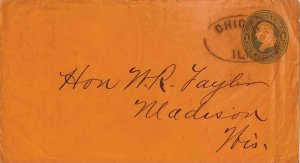United States Illinois Chicago c1875 oval  Postal Stationery Envelope   Creas...