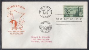 United States Scott 1106 HF FDC - Minnesota, 100th Anniv.