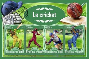 Guinea - 2017 Sport of Cricket - 4 Stamp Sheet - GU17311a