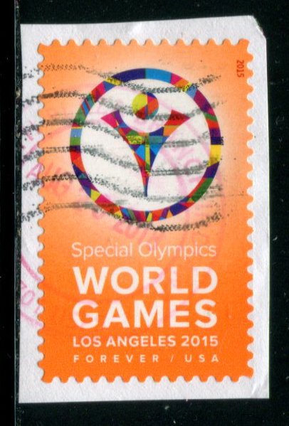 4986 US (49c) Special Olympics World Games SA,  used on paper