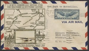 1939 PanAm FAM 18 May 20 Flight Cover Crosby Photo Cachet New York to France