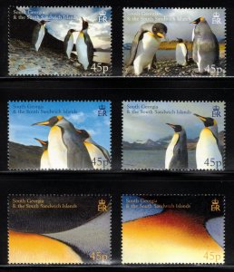 SOUTH GEORGIA 2005 Emperor Penguins; Scott 328-33, SG 411-16; MNH