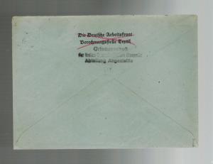 1945 Chemnitz Germany Obliterated Hitler HEad Cover Free Labor Union Comra Prell