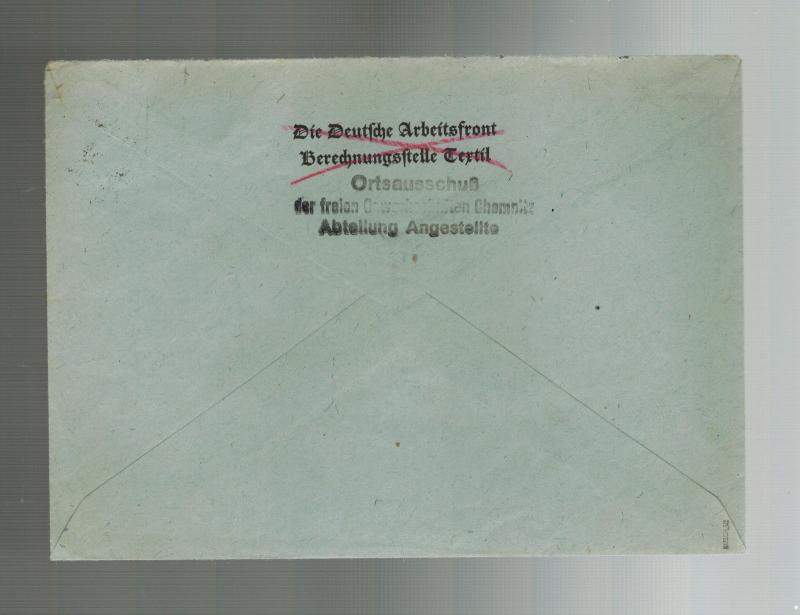 1945 Chemnitz Germany Obliterated Hitler HEad Cover Free Labor Union Comra Prell