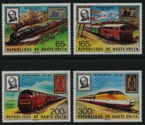 Upper Volta 501-4 MNH Trains, Stamp on Stamp