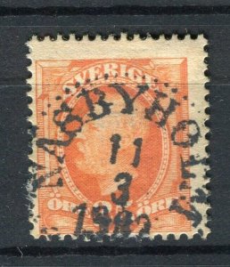 SWEDEN; 1890s classic Oscar issue fine used 25ore value, fair Postmark