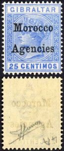 Morocco Agencies SG12 25c Ultramarine Opt Type 2 M/M Cat 11 pounds