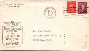 Canada 1950 FFC - Airmail - Toronto to New York - F67148