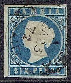 GAMBIA 1869 6d blue fine used four close - 42807